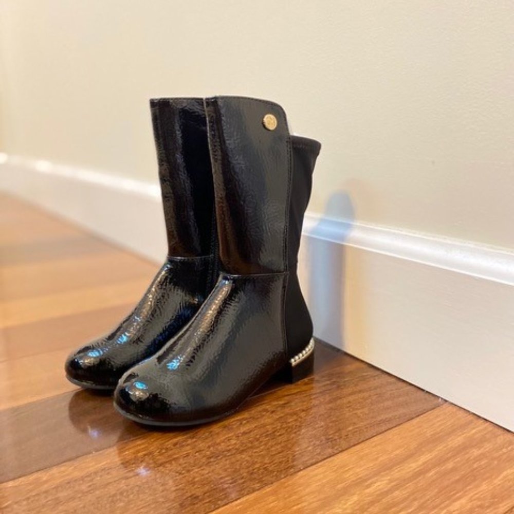 River Island Black Pearl heel knee high Boots, size C7 Toddlers